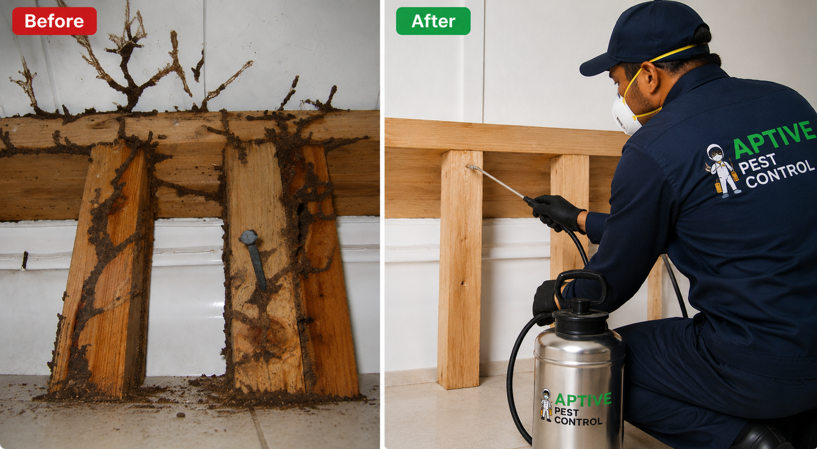 Before and after professional Termite Inspection Melbourne and termite treatment