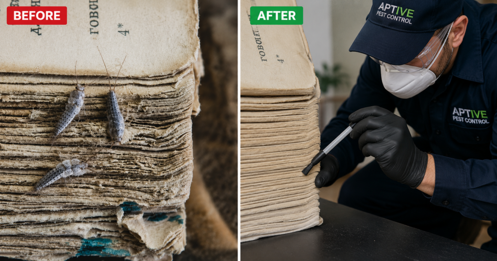 Before and after Silverfish Control Melbourne treatment completed by Aptive Pest Control